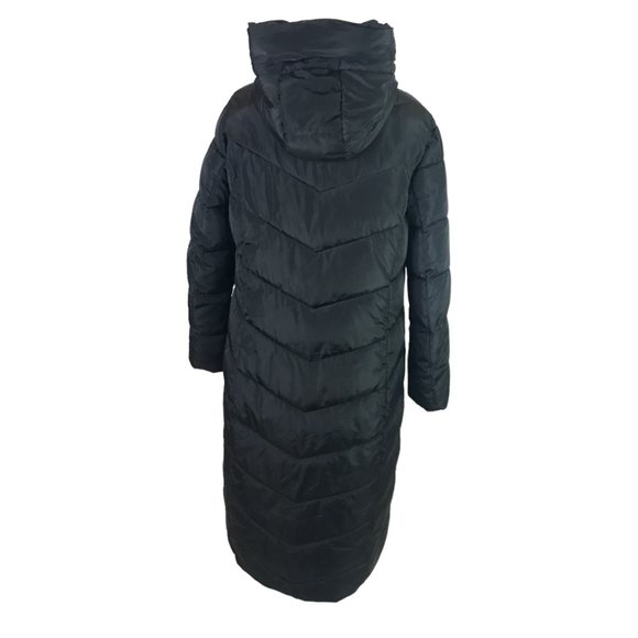 Cameo Rose Ladies Longline Puffer Coat Jacket Black Sz 12 Hooded Quilted Padded - Picture 3 of 14